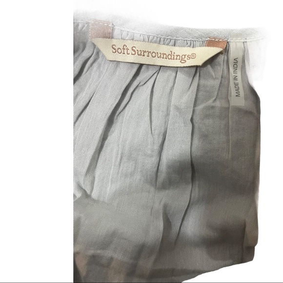 Soft surroundings embroidery cotton 3/4 sleeve top size Small - Picture 8 of 8